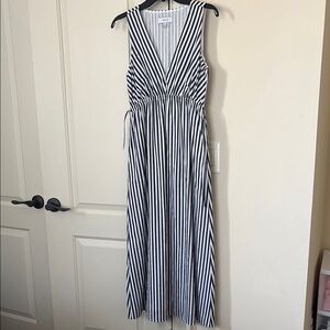 Black and White Striped Midi Dress